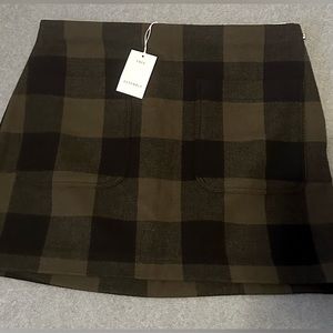 Plaid Mini Skirt in Black and Brown